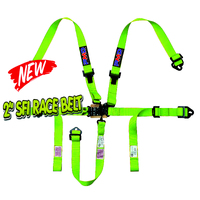 SFI 16.1 2" FLURO GREEN 5pt racing harness with clip ends 