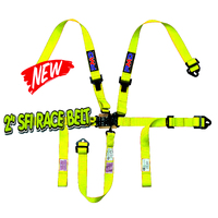 SFI 16.1 2" FLURO YELLOW 5pt racing harness with clip ends 